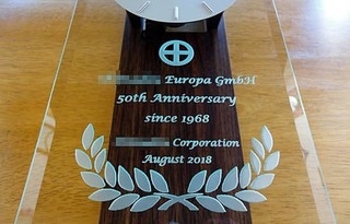 創立50周年のお祝い用の名入れ掛け時計