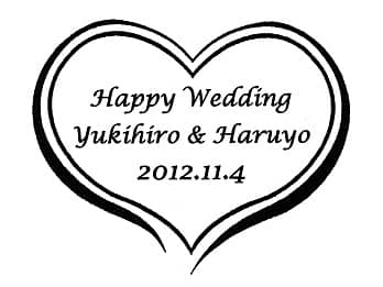 �uHappy Wedding�A�V�Y�ƐV�w�̖��O�A�������̓��t�v�����C�A�E�g�����A�����j���p�̋��ɒ�������}��