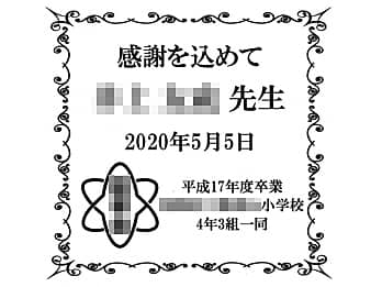 �u�搶�ւ̃��b�Z�[�W�A�搶�̖��O�A������̊J�Ó��A���ƔN�x�A�w�Z���ƃN���X���v�����C�A�E�g�����A������ŉ��t�֑���ʐ^���Ăɒ�������}��