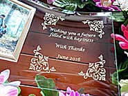 �uWishing you a future filled with happiness�AWith thanks�A���t�v�𒤍������A�搶�ւ̑ސE�v���[���g�p�̃K���X���t�H�g�X�^���h