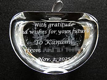 �uWith gratitude and wishes for your future�v�𒤍������A��N�ސE�j���p��3D�A�[�g�O���X